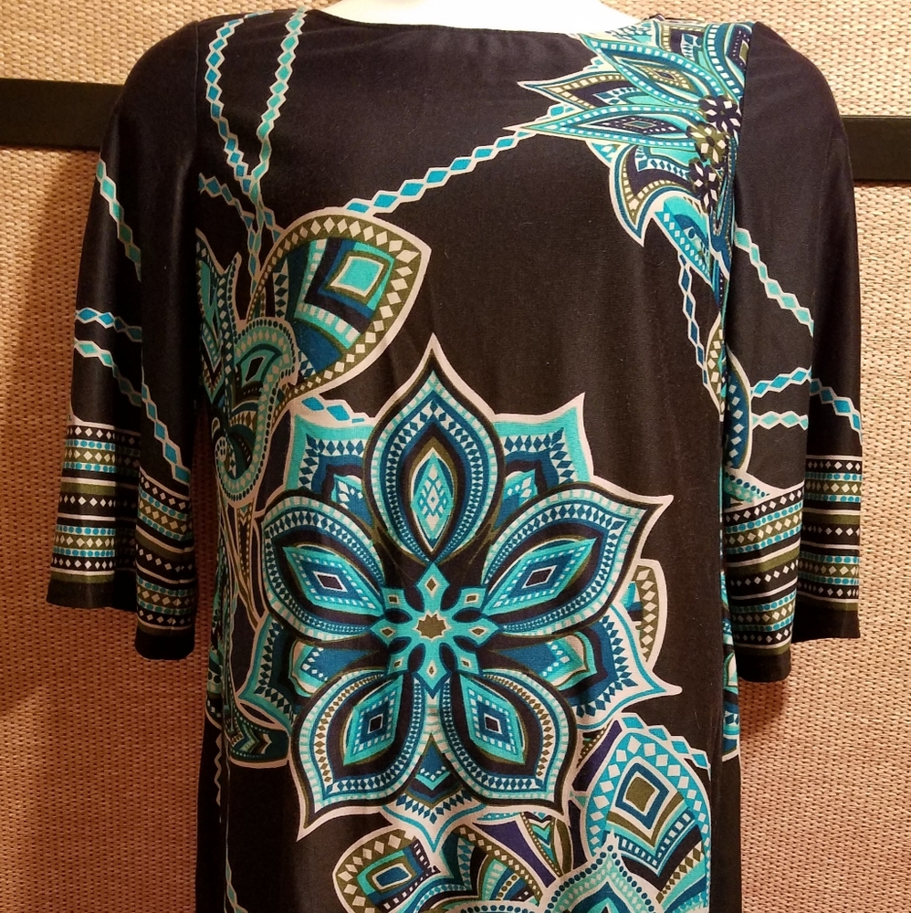 R & K ORIGINAL DRESS 3/4 SLEEVE SIZE 14 PAISLEY